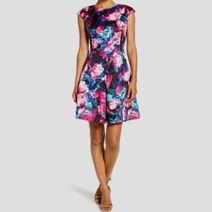 Vince Camuto Floral Faille Fit & Flare Dress sz2